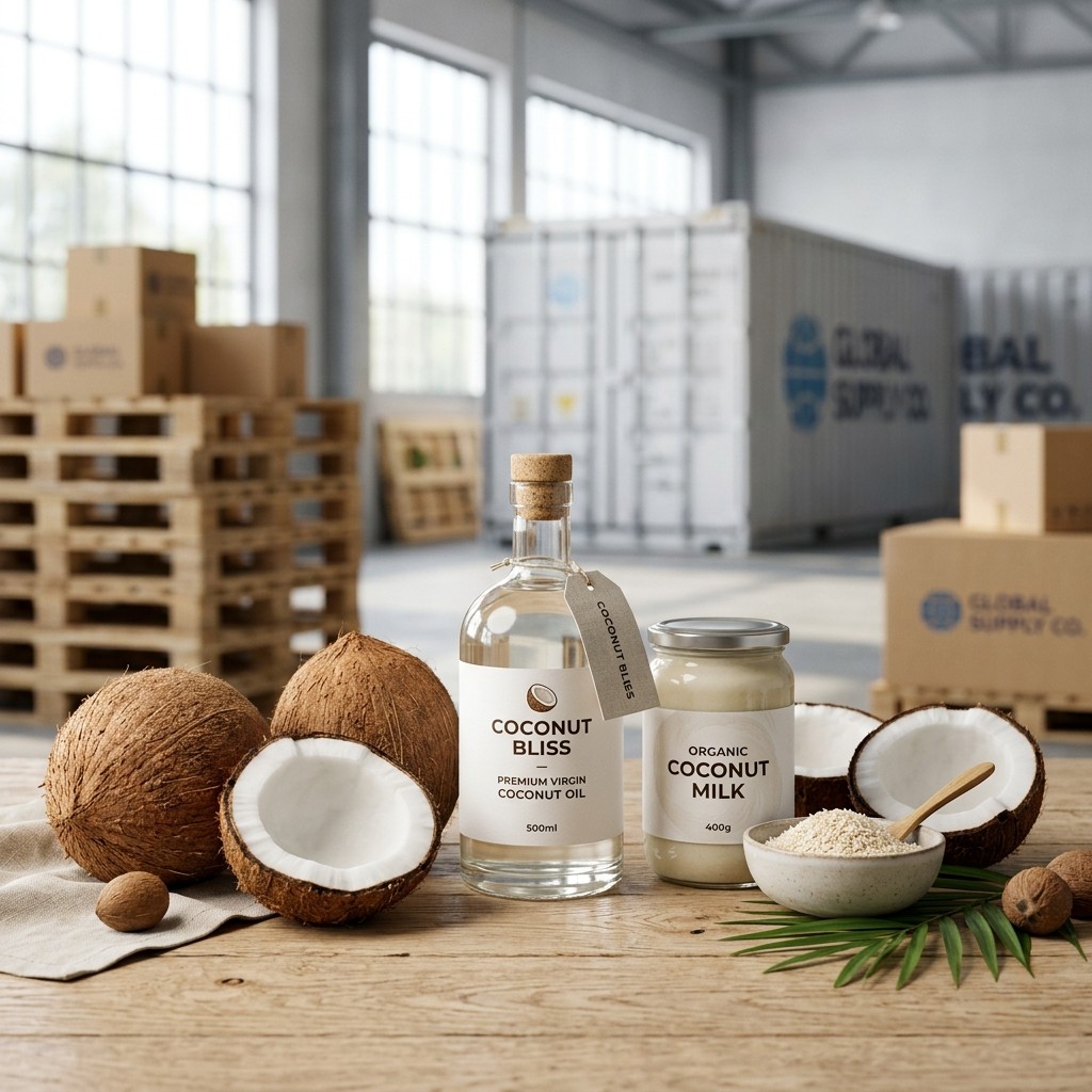 Coconut products prepared for wholesale trade enquiry